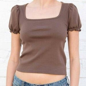 Brandy Melville kehlani brown square neck short sleeve top